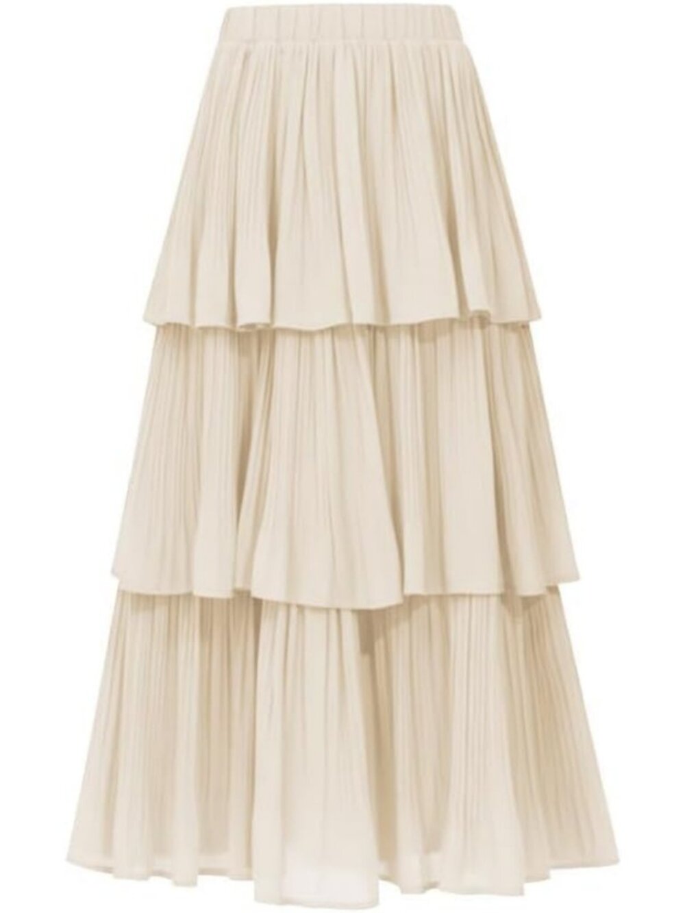 Boho Chiffon Tiered Ruffle Maxi Skirt - High Waist A-Line Flared Midi Skirt